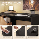 Scrivania Angolare Moderna 110x100x75 cm con Scaffale e Cassetto in Tessuto in Truciolare Nero      
