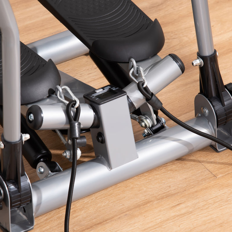 Stepper Fitness 54x40x135 cm con Maniglia e Monitor LCD in Acciaio Argento  