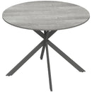 Tavolo da Pranzo Rotondo Stile Industriale Ø100x75 cm con Piano in Truciolare e Gambe a Croce in Acciaio Grigio      