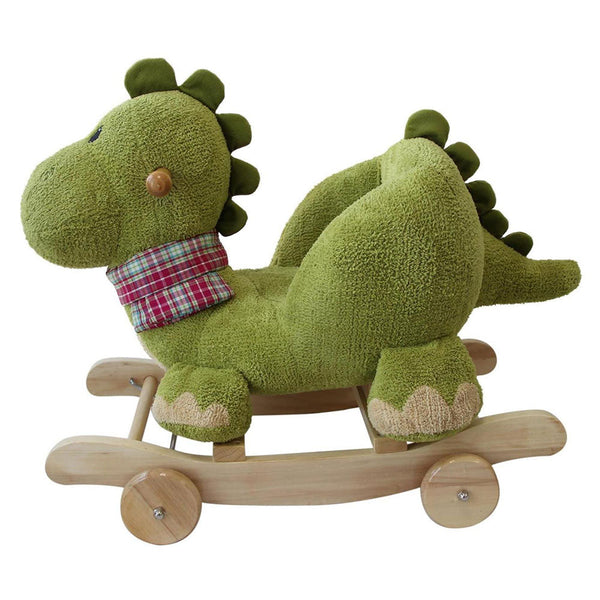 Dondolo Dino in Peluche e Legno con Ruote per Bambini prezzo