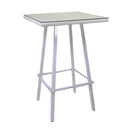 Tavolino Bar da Giardino in Polyrattan Quadrato 70x70x107cm Adila Bianca