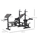 Panca da Palestra Regolabile con Supporto per Bilanciere 210x110x103-123 cm in Acciaio e PU Nero  