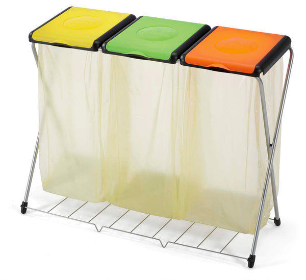 Pattumiera a 3 Posti 106x40x82 cm in Acciaio Bauer Gimi Trio online