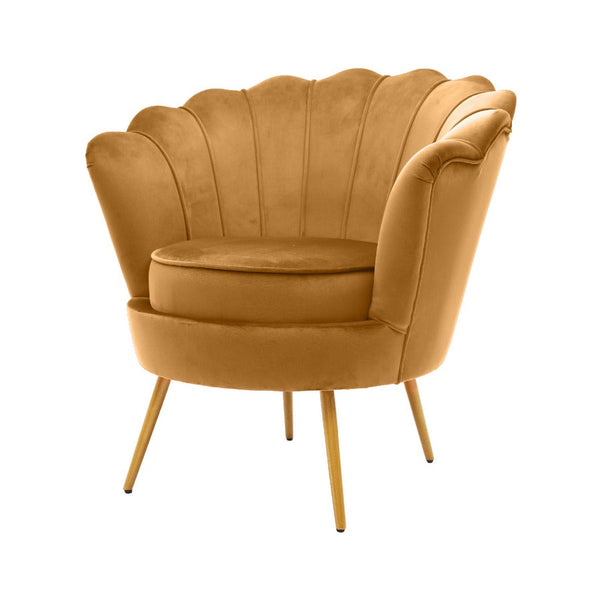 Poltrona da Salotto in Velluto Ventaglio Nocciola sconto