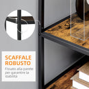 Mobile Libreria in Stile Industriale a 7 Livelli 83x34x180 cm in Legno e Acciaio Marrone      