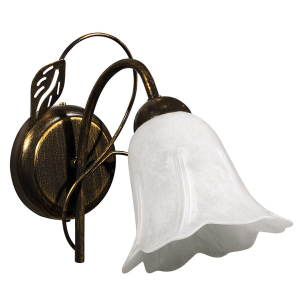 Applique 1xE14 Montatura Marrone Oro Vetro Spugnato Bianco E-Energy Teresa sconto