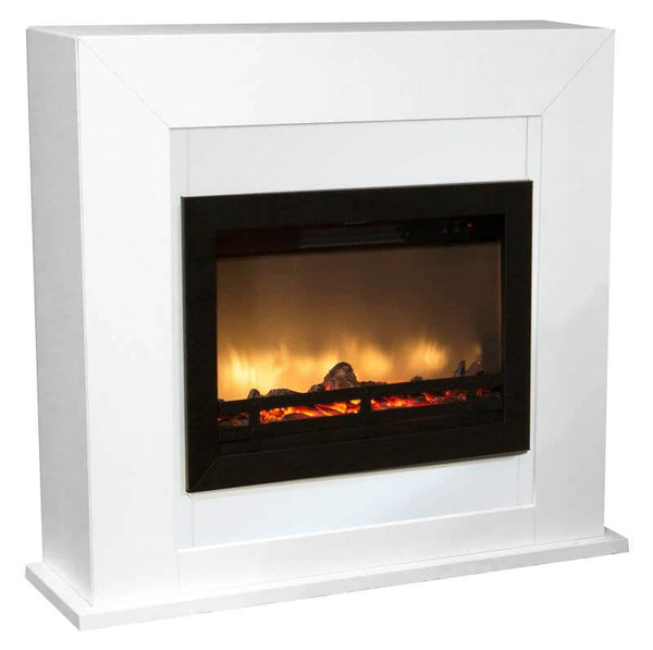 online Camino Elettrico da Pavimento Effetto Fiamma 1800W Ruby Fires Adra Flandria Bianco