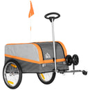 Rimorchio per Bicicletta 130x64x60/97 cm in Acciaio e Sacca in Tessuto Oxford Arancione e Argento