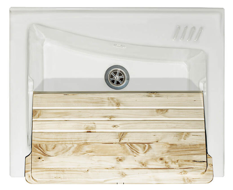 Mobile Lavatoio 63x50x87 cm 2 Ante Asse in Legno Montegrappa Acqua Marella Bianco Lucido