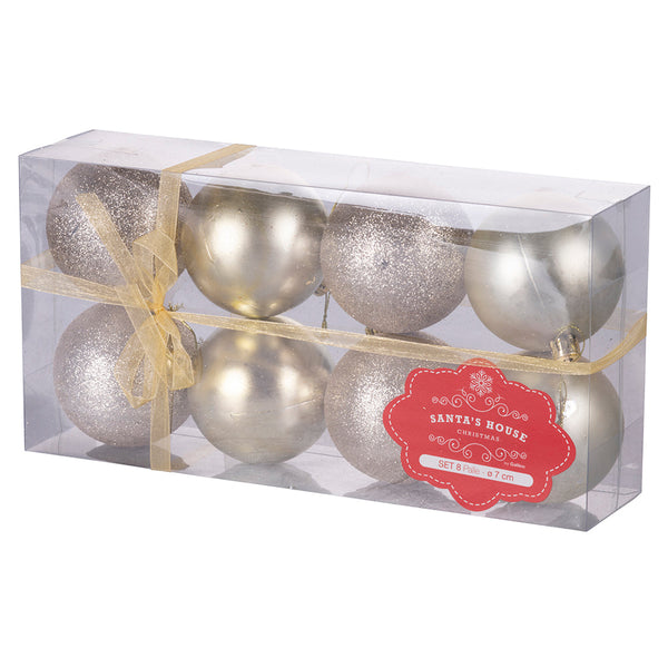 Set 8 Palle di Natale Ø7 cm in Plastica Champagne acquista