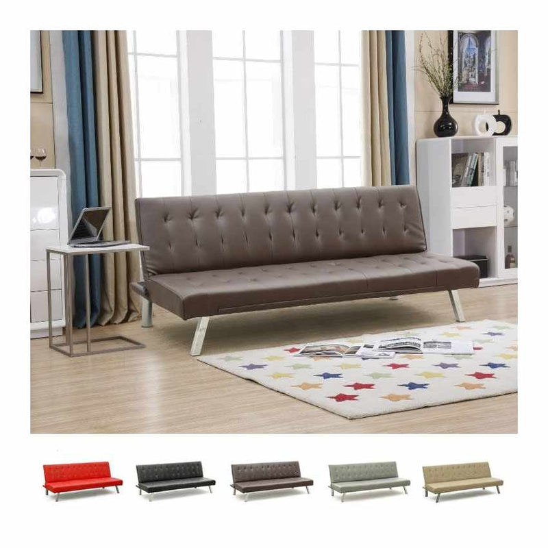 Divano Letto 175x80x73 cm in Similpelle Marrone