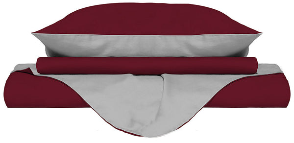 Copripiumino con Sacco e Federe Doubleface Bordeaux\/Grigio Chiaro Varie Misure online