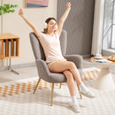 Poltrona per Salotto Moderna 71x74x97,5 cm con Schienale Alto in Tessuto Sherpa Grigio  