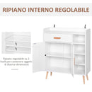 Madia Mobiletto Soggiorno con Piedi in Legno di Pino Bianco 80x29.5x96 cm 