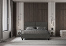 Letto Matrimoniale con Alzata Comoda Imbottito in Microfibra Nandy Grigio Varie Misure