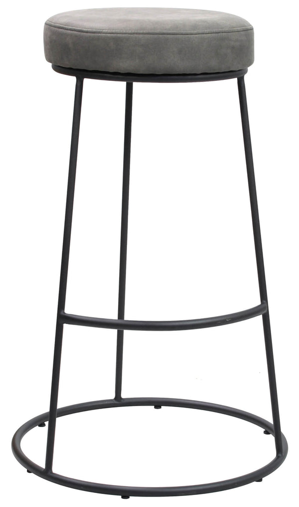 Sgabello da Bar Alto in Metallo Seduta in Similpelle Motti Oklahoma Grigio sconto