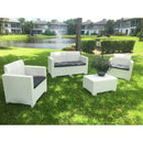 Set da Giardino Divano 2 Poltrone e Tavolino in Polipropilene Bianco