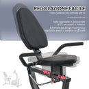 Cyclette Orizzontale Magnetica 8 Resistenze Display LCD Sedile Regolabile ed Elastici per Braccia Nero   