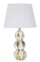Lampada da Tavolo Glam Balls 28x46x28 cm in Ceramica Bianco/Oro
