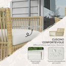 Set Salotto da Giardino in Rattan sintetico Tavolino 3 Poltrone con Divano con Cuscini Naturale
