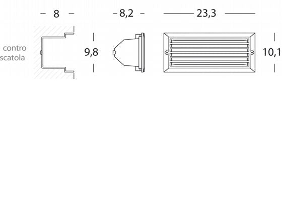 Lampada Segna Passo da Incasso a Parete con Alette Colore Nero da Esterno Linea Walking Sovil