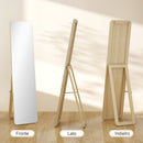 Specchio da Terra e da Parete 37x43x156 cm con Struttura in Legno di Pino e Supporto Pieghevole Color Legno      