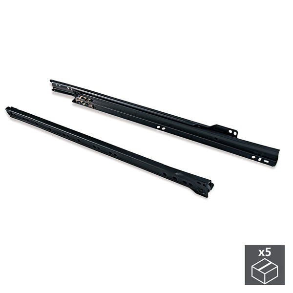 Kit Guide a Rotelle per Cassetti Chiusura a Caduta 800 mm a Estrazione Parziale Nero 5 Pezzi Emuca online