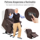 Poltrona Alzapersona Elettrica 1 Motore in Tessuto Marrone