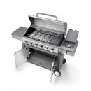 Barbecue a Gas GPL 6 Fuochi + 1 Fornello Laterale Ompagrill Indianapolis 7/B in Acciaio Inox