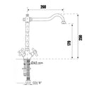 Rubinetto Cucina Miscelatore Doppio Comando Girevole Lavello in Ottone Paini Nostalgia Barocco Oro