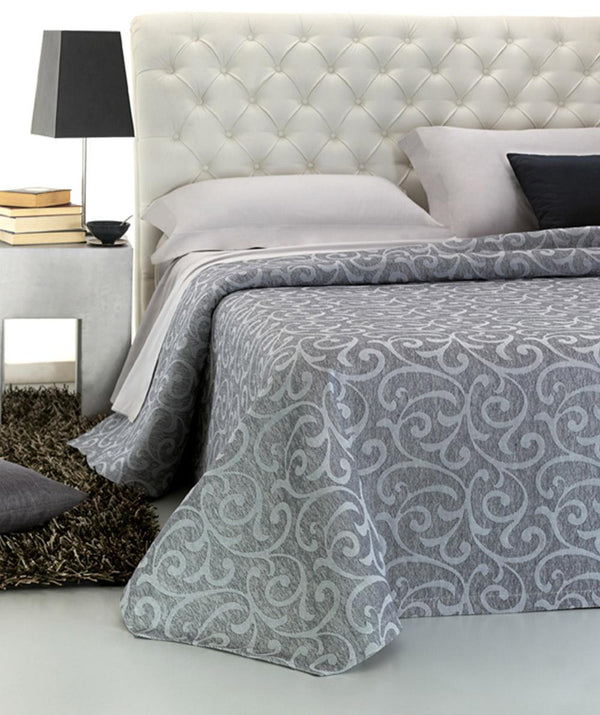Copriletto Matrimoniale in Jacquard Tinto Filo Cober Zarina Grigio Perla prezzo