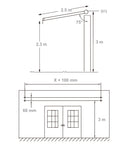 Tenda da Sole Barra Quadra 200x250 cm Tessuto in Poliestere Riga Bordeaux