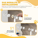 Cancello per Cani e Gatti Alto 180 cm Estensibile da 76-104 cm e Montaggio a Pressione Bianco      