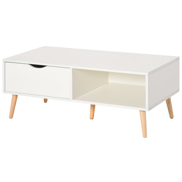 prezzo Tavolino Basso con Cassetto 100x48x44 cm in Legno Bianco