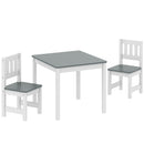 Set Tavolo e Sedie per Bambini da 3-8 Anni in Legno con Bordi Arrotondati Grigio e Bianco      