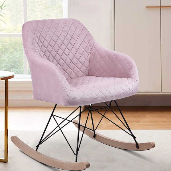 Poltrona Sedia Dondolo Relax Base Slitta Scandinavo Imbottita Design Unic Rosa sconto