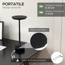 Lampada da Tavolo a LED Senza Filo Touch Ø13x28,5 cm Batteria Ricaricabile Nero