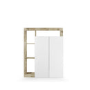 Mobile Multiuso 2 Ante con 5 Ripiani 109x30x138,5 cm Hamburg Bianco Lucido e Pero