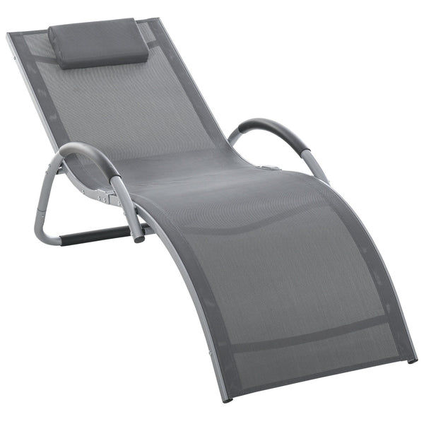 online Lettino Prendisole da Giardino 160x60x65 cm in Alluminio Grigio