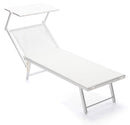 Lettino Prendisole da Giardino 183/190x61x38 cm in Alluminio e Textilene Bianco