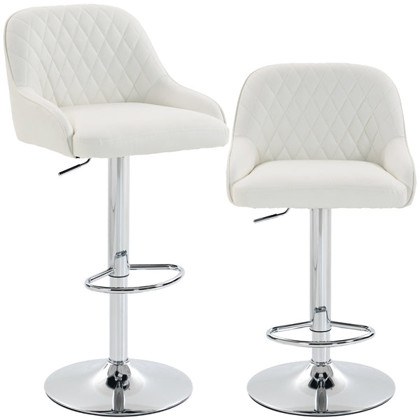 online Set 2 Sgabelli da Bar 47x52x86-108A cm con Schienale Girevoli e Regolabili in Finta Pelle Bianco