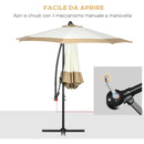 Ombrellone da Giardino Decentrato Ø295x194 cm in Acciaio e Poliestere Marrone chiaro e crema