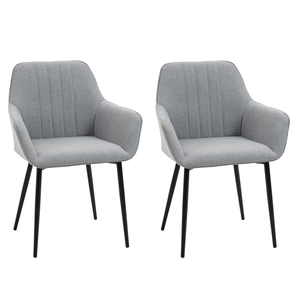 prezzo Set 2 Sedie Imbottite 59,5x56,5x81 cm in Lino Grigio Chiaro