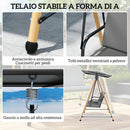Dondolo 3 Posti da Giardino 208x125x180 cm con Tettoia Regolabile e Cuscino in Acciaio Texteline e Poliestere Grigio      