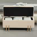 Panca Fondo Letto Contenitore 100x40x42 cm Rivestimento in Velluto Beige   