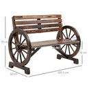 Panchina da Giardino 2 Posti 105,5x56x79 cm con Braccioli a Ruota di Carro in Legno a Doghe Marrone Bruciato      