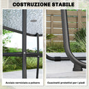Set 8 Pezzi da Giardino con Ombrellone 6 Sedie Pieghevoli e Tavolo da Esterno in Vetro Temperato Nero      