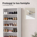 Scarpiera 60x30x160 cm con Ripiani Regolabili e 7 Scomparti per 21 Paia di Scarpe in Truciolare e MDF Bianco      
