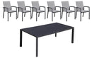 Set Tavolo e 6 Sedie da Giardino in Alluminio e Textilene Antracite