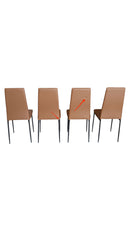 Set di 4 Sedie da Pranzo Moderne con Schienale Alto 41x50x97 cm in Finta Pelle e Acciaio Marrone Seconda Scelta     